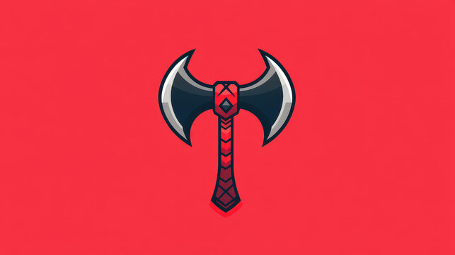 A bold Viking battle axe emblem representing the God of war, showcasing rich Celtic heritage and Scandinavian myths.