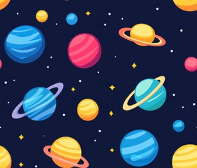 A vibrant childrens book cover featuring a colorful solar system with playful planets against a dark blue backdrop.