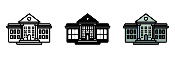 Campus Icon, the grounds and buildings of a university or college, where academic and social activities take place for students and faculty. © Yusqy