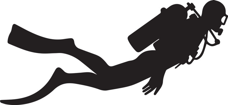 silhouettes of scuba diver vector illustration