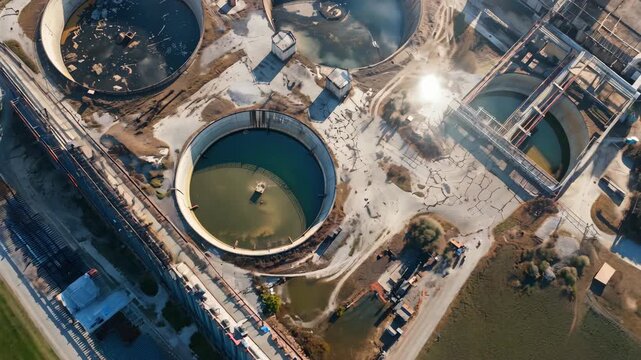 Aerial View of nuclear waste  disposal Footage 4K