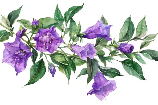 recommend clip art: Watercolor Cuphea Isolated on White Background. Beautiful Cuphea Flower