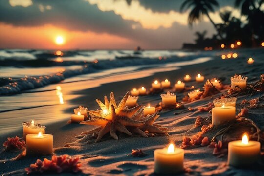 Beach Candles at Sunset