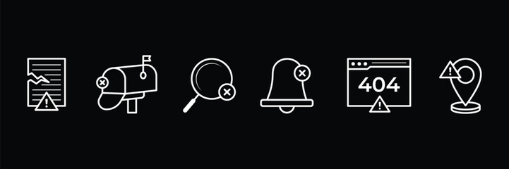 Set of Empty state symbol collection. Empty state icon with black background. Vector Illustration.