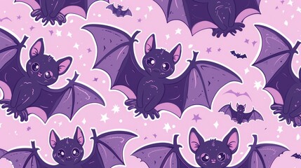 Obraz premium cute seamless pattern of kawaii bat