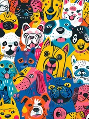 Cute Dog Doodle Illustration for Merchandise Clothing, Fashion Textile, Sport Apparel and Clothes Design Printing, Street Art Graffiti Pattern, Colorful Streetwear Design Bundle