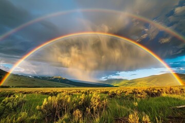 Naklejka premium Circle of Rainbows in Meadow
