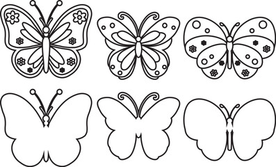 Print, Butterfly, black and white, clipart, kawaii, Cute