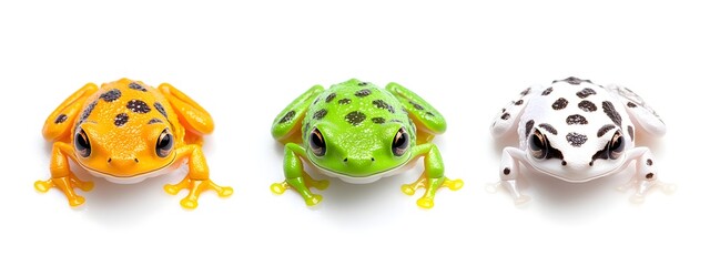 Obraz premium Vibrant and Whimsical Pacman Frog Portraits on Solid Background with Detailed Textures and Patterns