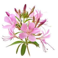 Obraz premium Pink Cleome Isolated on White Background. Beautiful Cleome Flower