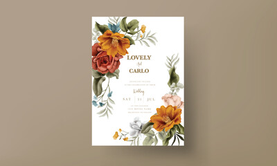 vintage autumn floral watercolor invitation card