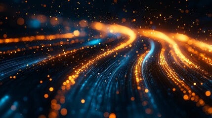 Obraz premium Abstract glowing lines of light in a swirling motion, creating a futuristic and dynamic background.