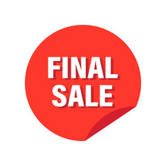 Red final sale label. Discount, special offer, business, sale, shopping, marketing, promotion concepts. Flat decorative vector element design isolated illustration.