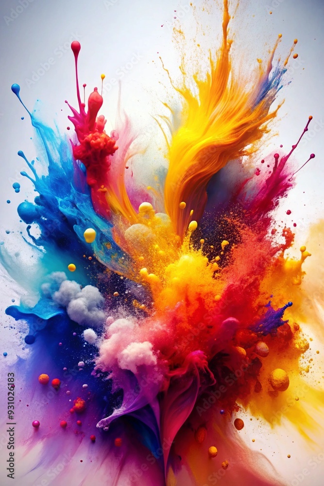 Poster abstract color explosion: a vibrant burst of color explodes across the canvas, creating an abstract 