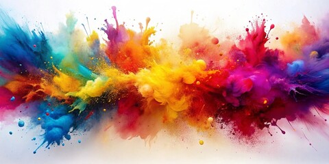 Abstract Color Explosion: A vibrant burst of color explodes across the canvas, creating an abstract masterpiece of energy and dynamism. This dynamic composition evokes a sense of joy, freedom