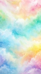 Dreamy Rainbow Clouds: A whimsical and vibrant backdrop of soft pastel clouds in a rainbow gradient, perfect for fantasy, magical, and whimsical designs. 