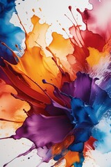 Abstract Watercolor Burst: A vibrant and energetic composition of watercolor splashes, evoking a sense of freedom, movement, and artistic expression. The colors dance and blend, creating a captivating