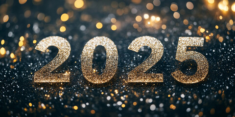 Beautiful 2025 Happy New Year banner background with huge 2025 in middle of the design