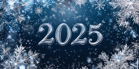 Beautiful 2025 Happy New Year banner background with huge 2025 in middle of the design