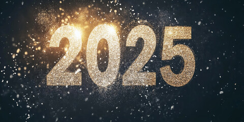 Beautiful 2025 Happy New Year banner background with huge 2025 in middle of the design