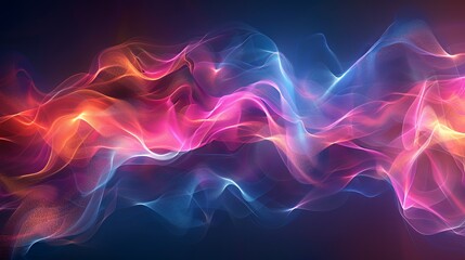 Obraz premium Abstract digital art with flowing, colorful waves on a dark background.