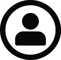 a black and white icon of a person in a circle