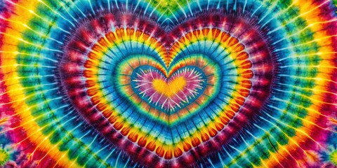 Vibrant heart tie dye bohemian background with intricate patterns , tie dye, heart, bohemian, background, colorful, vibrant