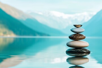 Balanced Scale in a Tranquil Scene Representing Mental Equilibrium