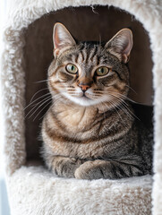 Cat sitting in a tower