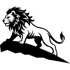 Lion climbing a hill silhouette vector art illustration