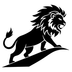 Lion climbing a hill silhouette vector art illustration