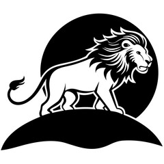 Lion climbing a hill silhouette vector art illustration