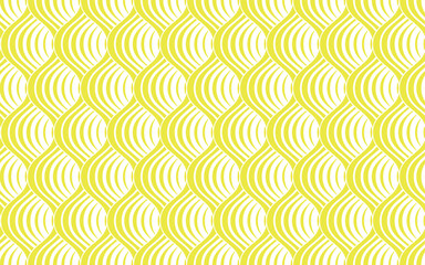 The geometric pattern with wavy lines. Seamless vector background. White and yellow texture. Simple lattice graphic design