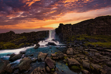 waterfall in the mountains