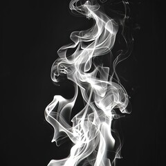 White fire flames isolated on black background