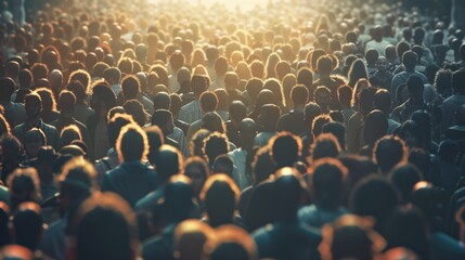 Obraz premium A Massive Crowd Gathered Under a Golden Light