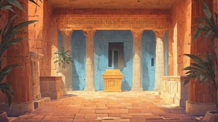 Naklejka premium Illustration ancient Egyptian temple temple has large entrance C
