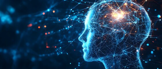 Fototapeta premium Cognitive Synergy in AI Driven Cybernetic Systems Visualizing the Convergence of Human Cognition and Digital Transformation through Interconnected Neural Networks and Data Visualization