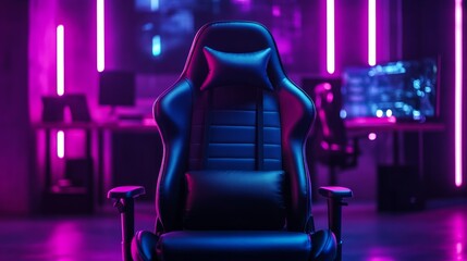 Gaming Chair in a Neon Lit Room