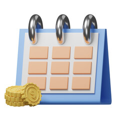 blue calendar money 3d illustration
