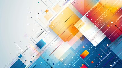 Abstract geometric background with vibrant colors and a dynamic layout.