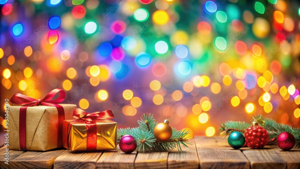 Canvas Prints Colorful Christmas background with bokeh lights and presents, Christmas, background, graphic, colorful