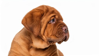 Obraz premium ボルドー・マスティフの子犬のポートレート（Bordeaux Mastiff puppy portrait on white background） 