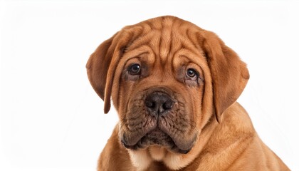 Obraz premium ボルドー・マスティフの子犬のポートレート（Bordeaux Mastiff puppy portrait on white background） 