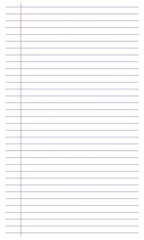 Printable lined paper, Blank lined notebook paper, striped lined paper, white paper background 