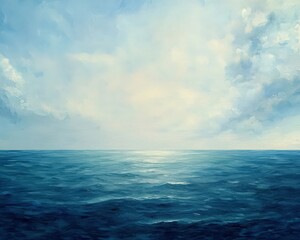 Obraz premium A serene ocean scene with gentle waves under a bright sky, perfect for evoking tranquility and peace in any setting.