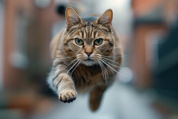 The feline bounces around and ignores the lens.