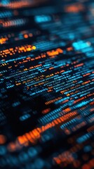 Obraz premium Abstract digital background with vibrant blue and orange data streams, perfect for technology and innovation concepts.