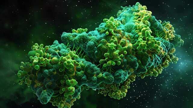 A highresolution image of the spliceosome midsplicing with branched RNA intermediates precariously held in place by protein complexes.