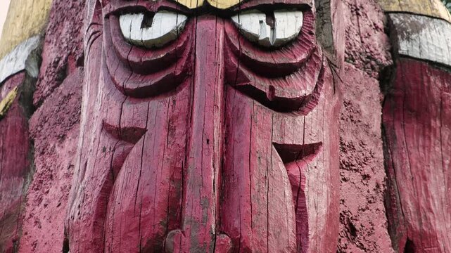 ancient old believer wooden pagan idols, the idols of the Slavs